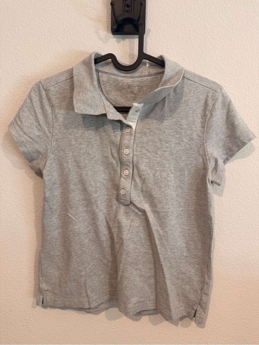 Aerie Heather Gray Polo Shirt - Classic Short Sleeve